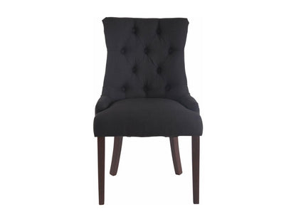 Lot de 2 chaises de salle à manger avec boutons décoratives assise en tissu noir pieds marron foncé 10 0001514 RFML16207