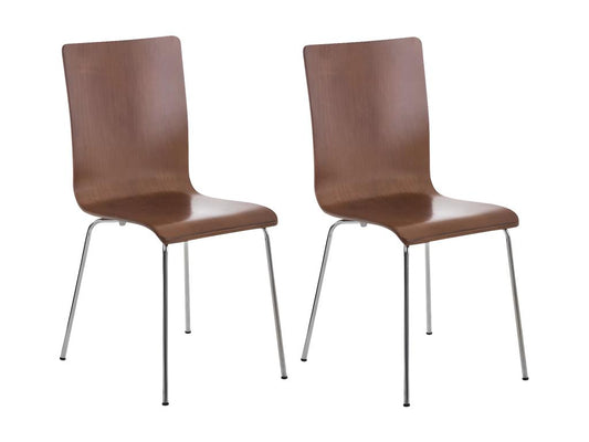 Lot de 2 Chaise de conférence - Bois / Métal chromé - Marron - Dekonao OVOK89364