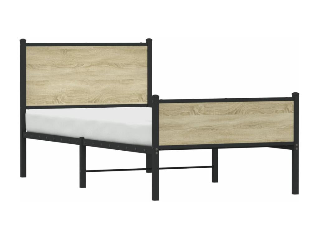 Cadre de lit en métal sans matelas chêne Dekonao 90x200 cm MLZZ79945