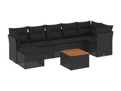 Salon de jardin 8 pcs avec coussins noir résine tressée YKSP11058