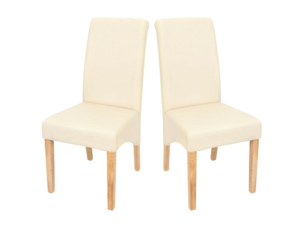 Set de 2 chaises de salle à manger en synthétique crème mat pieds clairs CDS04026 TRLD84235
