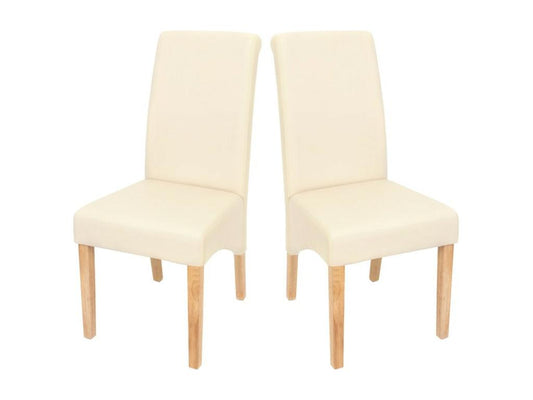 Set de 2 chaises de salle à manger en synthétique crème mat pieds clairs CDS04026 TRLD84235