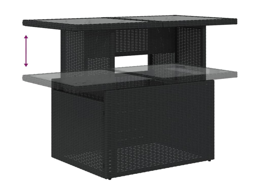 Salon de jardin 10 pièces avec coussins noir résine tressée HRUQ63055