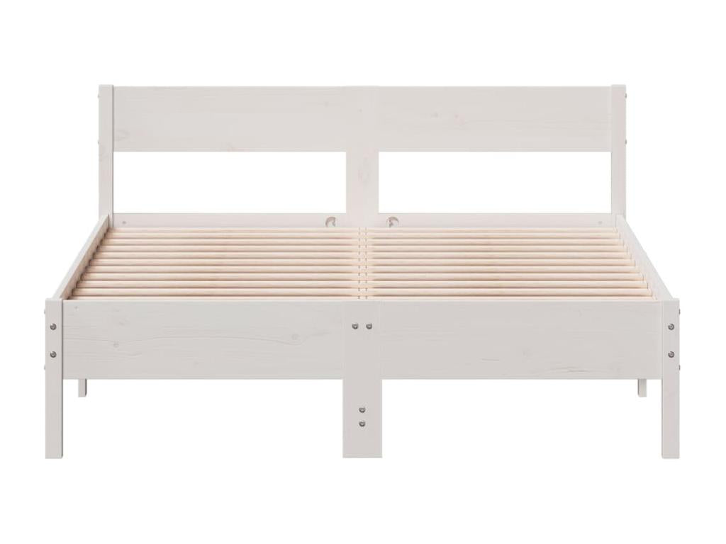 Cadre de lit sans matelas blanc 135x190 cm bois de pin massif KDKN27036