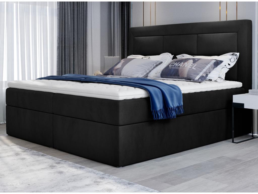 Lit continental velours noir Dekonao-Couchage 180x200 cm QVQT99447