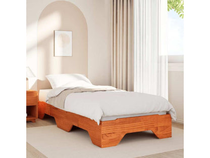 Cadre de lit sans matelas empilable cire marron 90x190 cm LKCR67439