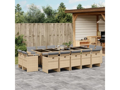 Ensemble à manger de jardin et coussins 15 pièces méNobellea beige LNRJ95644