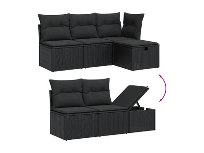 Salon de jardin 7 pcs avec coussins noir résine tressée TFBG32333
