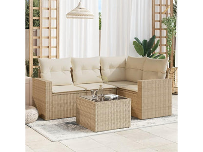 Salon de jardin avec coussins 5 pcs beige résine tressée WSJO08118