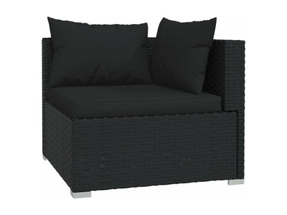 Salon de jardin 7 pcs avec coussins Résine tressée Noir ZHWG69513