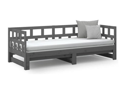 Lit coulissant Gris Bois de pin solide 2x 90x190 cm QIEL90103