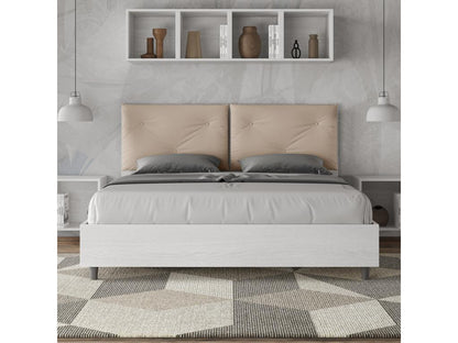 Lit sans sommier 160x200 avec coussins similicuir Nobellea BZNX14847