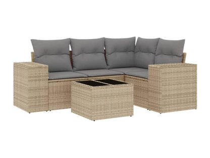 Salon de jardin avec coussins 5 pcs beige résine tressée PMAK09394