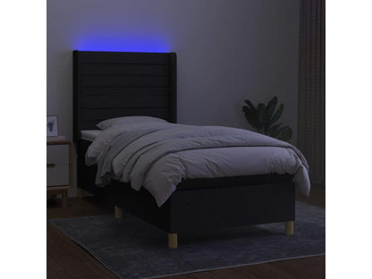 Sommier à Dekonao de lit matelas et LED Noir 90x200 cm Tissu CLED66441