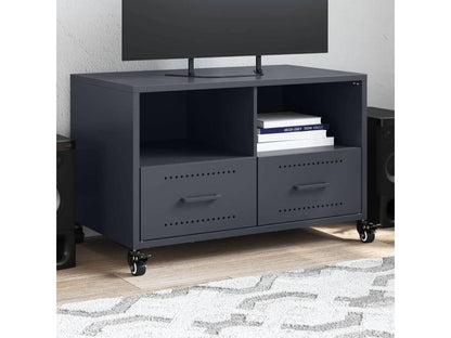 Meuble TV anthracite 68x39x43.5 cm acier LORL05357