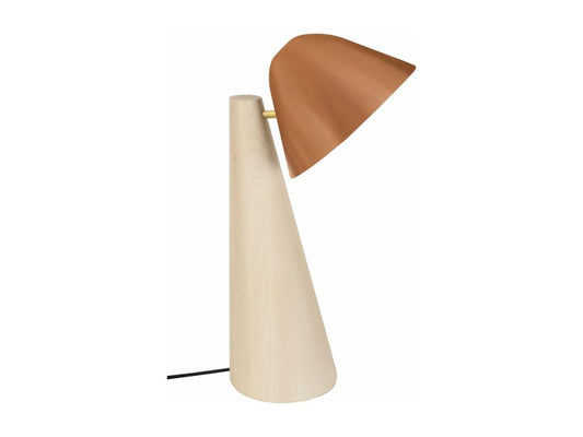 Lampe de bureau conique bois naturel cuivre 42 cm. OSYM78349