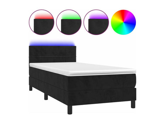 Sommier tapissier avec matelas et LED Noir 100x200 cm Velours DEAA78948