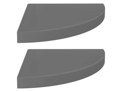 Étagères d'angle flottantes 2 pcs Gris brillant 35x35x3.8 MDF TOQB54482
