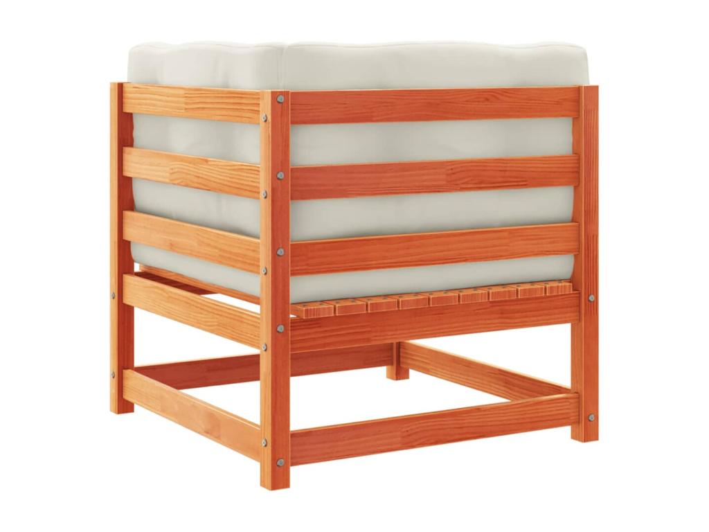 Salon de jardin 9 pcs avec coussins marron cire bois pin massif CPDV15515