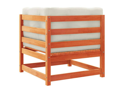 Salon de jardin 9 pcs avec coussins marron cire bois pin massif CPDV15515