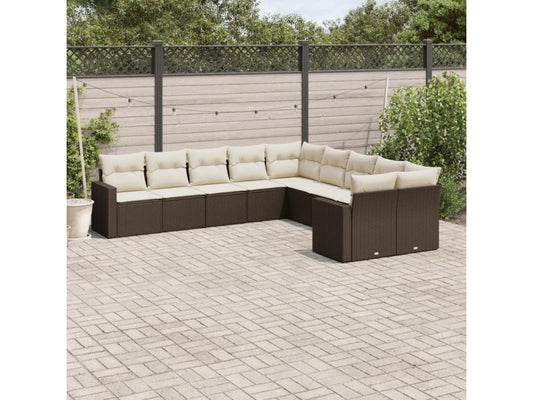 Salon de jardin 10 pcs avec coussins marron résine tressée LSCI86191