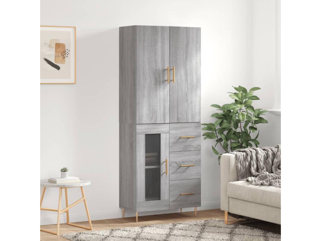 Buffet haut Dekonao gris 69.5x34x180 cm Bois d'ingénierie LGID94244