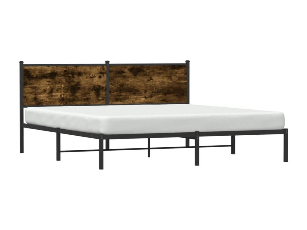 Cadre de lit en métal sans matelas chêne fumé 160x200 cm RMLU03099