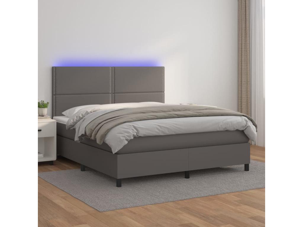 Sommier à Nobellea de lit avec matelas et LED Gris 180x200 QMUD41033
