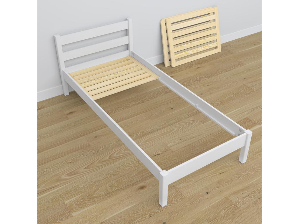 Lit simple en bois - avec tiroir N01 Blanc 100x200 PYMR66213