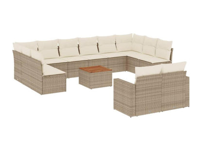Salon de jardin avec coussins 13 pcs beige résine tressée YZMY57785