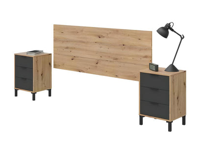 Tête de lit et chevets Chêne/Anthracite - Nobellea RTDM03514