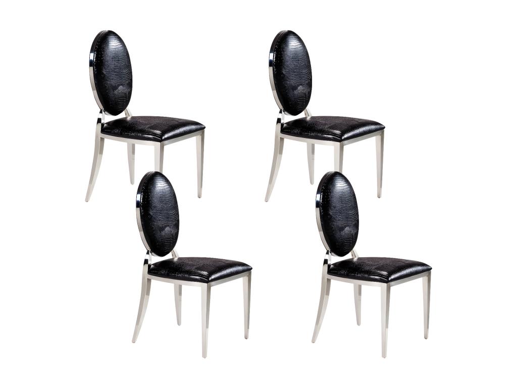Lot de 4 chaises Dekonao en simili cuir croco noir QSQW00194