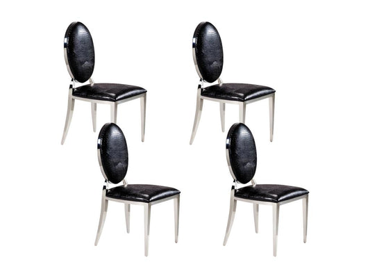 Lot de 4 chaises Dekonao en simili cuir croco noir QSQW00194