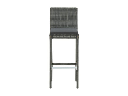 Tabourets de bar de jardin et coussins 2pcs Gris Résine tressée BJGL26431