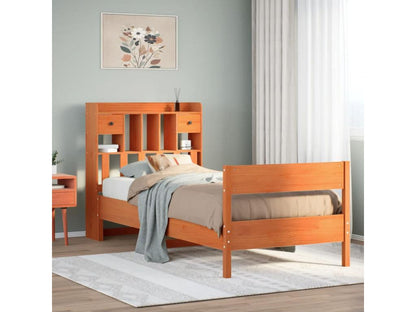 Lit bibliothèque sans matelas cire marron 90x200 cm pin massif APGL38779