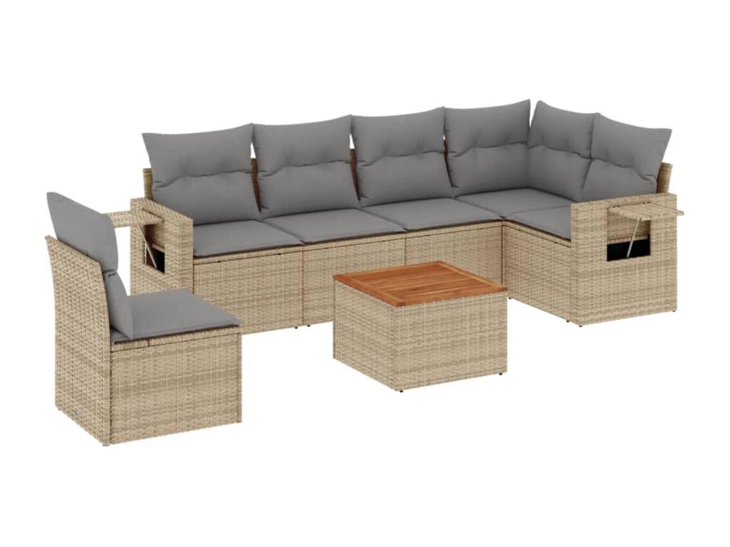 Salon de jardin avec coussins 7pcs méNobellea beige résine tressée LOPJ74410