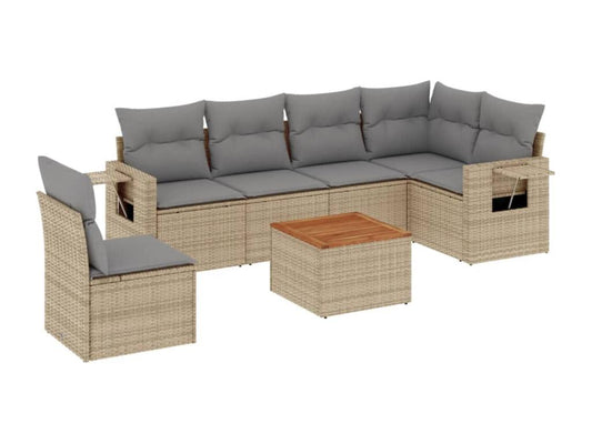 Salon de jardin avec coussins 7pcs méNobellea beige résine tressée LOPJ74410