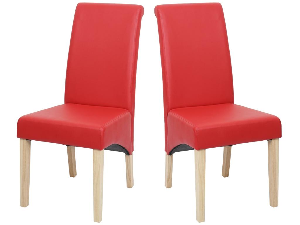 Lot de 2 chaises de salle à manger Chaise de cuisine Chaise M37 - similicuir mat - rouge - pieds clairs FSYV05025