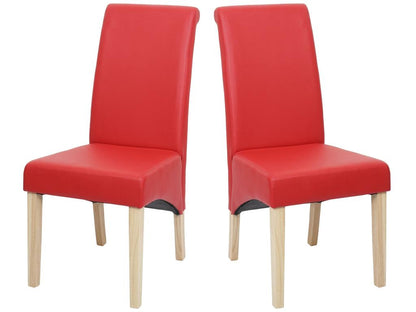 Lot de 2 chaises de salle à manger Chaise de cuisine Chaise M37 - similicuir mat - rouge - pieds clairs FSYV05025