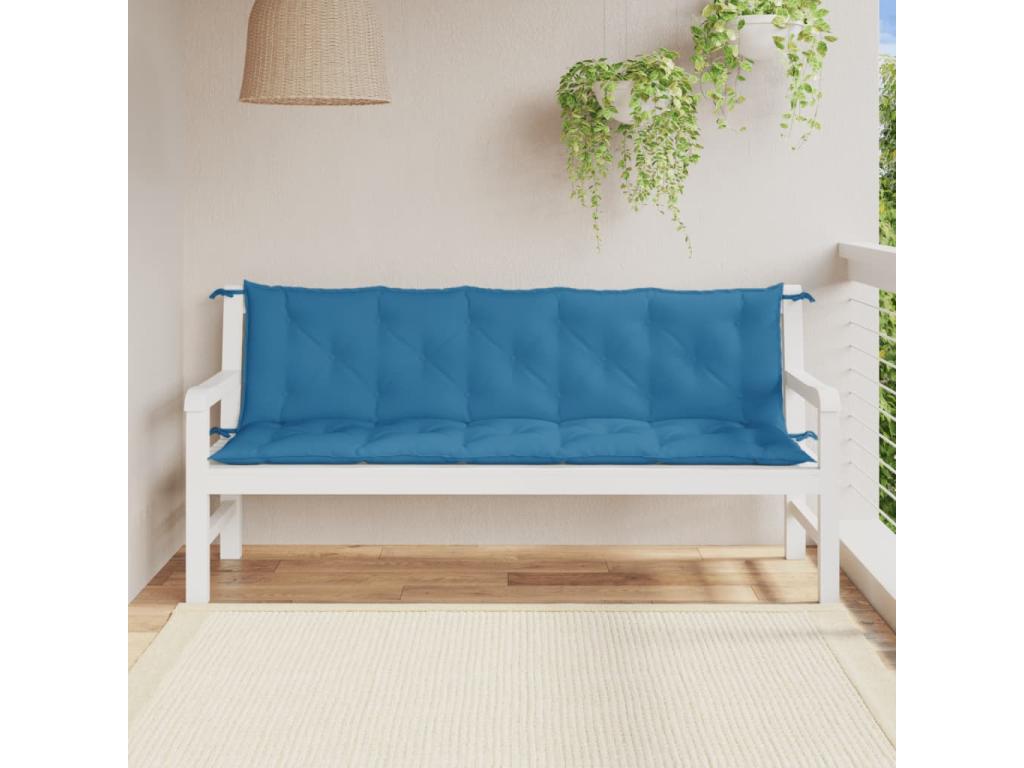 Coussins de banc de jardin lot de 2 bleu méDekonaoé tissu JMQV21467