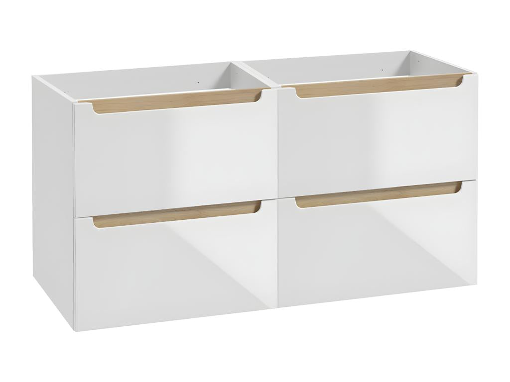 Meuble sous-vasque 120cm 4 tiroirs Nobellea Blanc et Bois GRTC22083