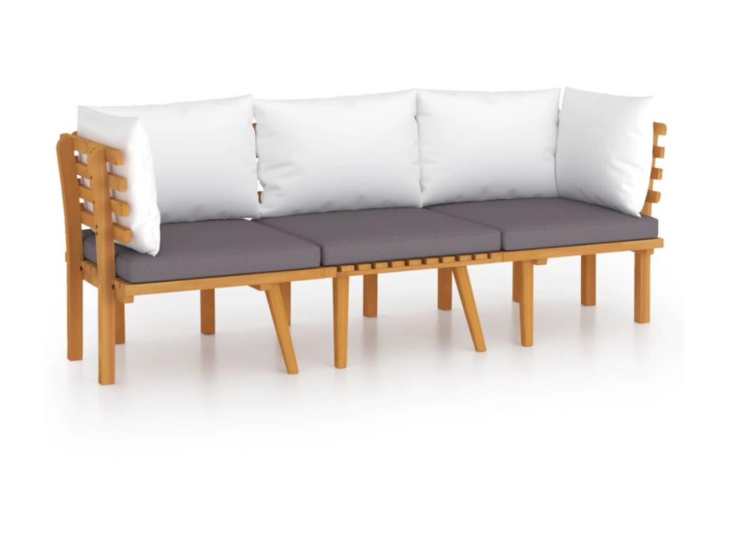 Salon de jardin 3 pcs avec coussins Bois d'Dekonao solide 5 FJVY35359