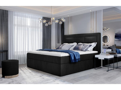 Lit continental velours noir Dekonao-Couchage 180x200 cm QVQT99447