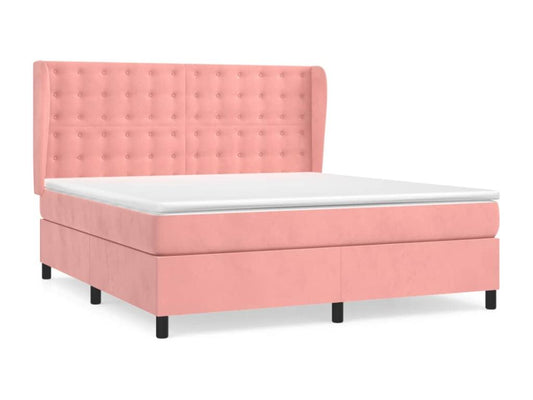 Lit à sommier tapissier avec matelas Rose 160x200 cm Velours TVUE84118