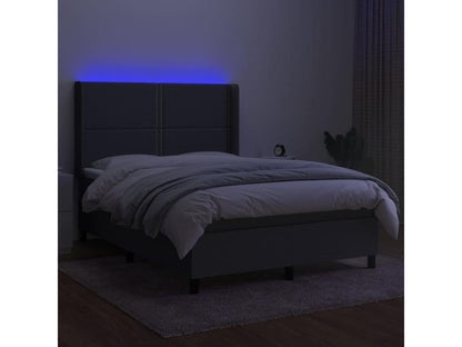 Sommier tapissier et matelas et LED Gris foncé 140x190 cm Tissu VPIW32592