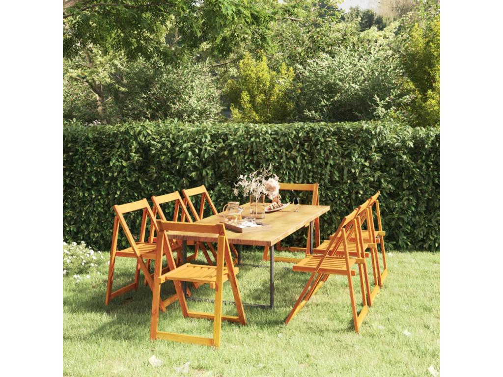Chaises pliables de jardin 8 pièces Bois d'Dekonao massif YFYH63662