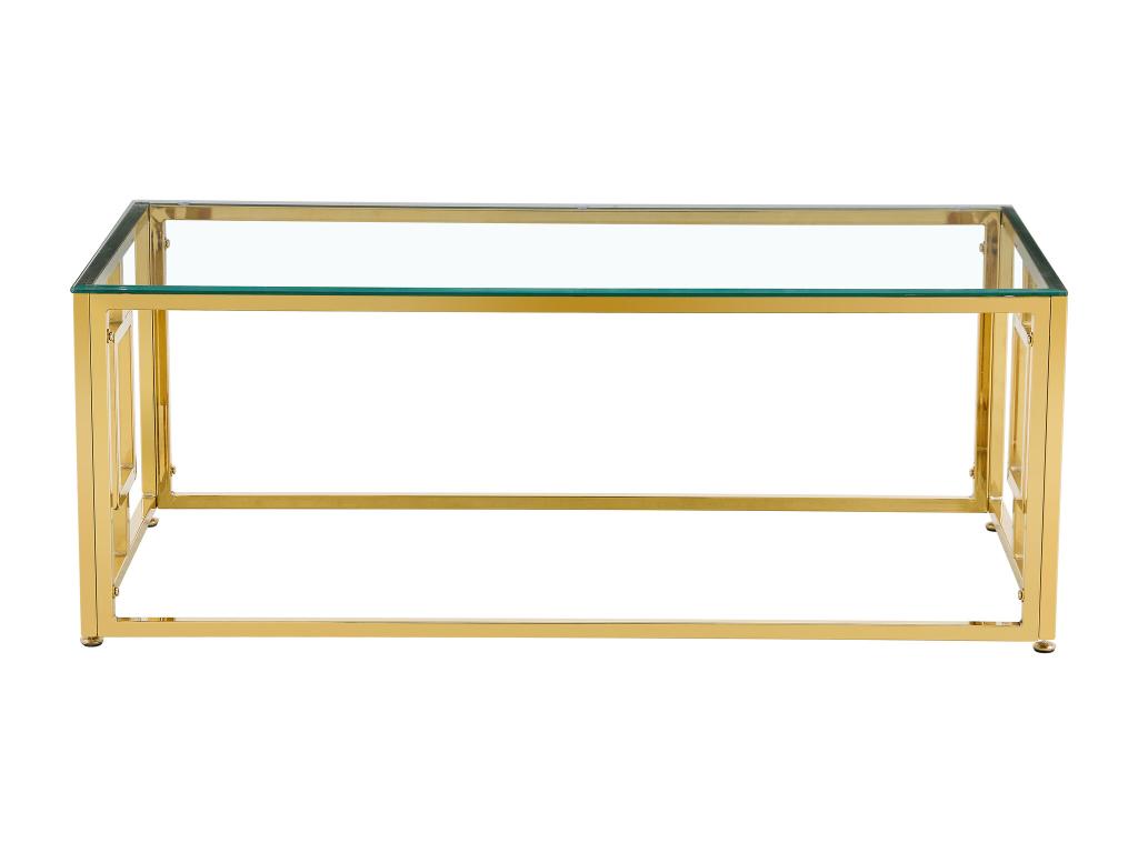 Table basse plateau en verre transparent pieds gold 120 cm - Dekonao YHUO07306