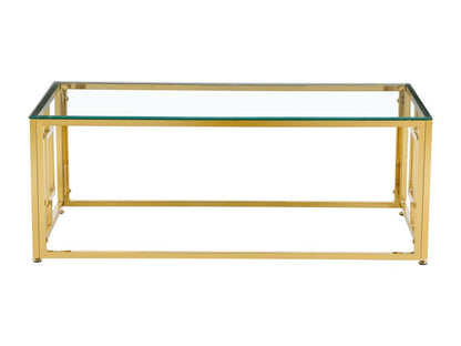 Table basse plateau en verre transparent pieds gold 120 cm - Dekonao YHUO07306