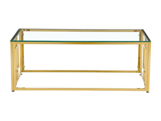 Table basse plateau en verre transparent pieds gold 120 cm - Dekonao YHUO07306