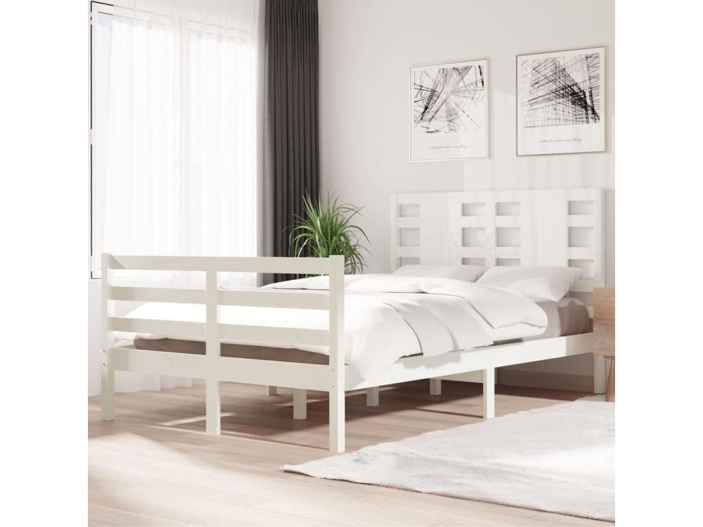 Cadre de lit sans matelas blanc 120x200 cm bois de pin massif SCVB00837
